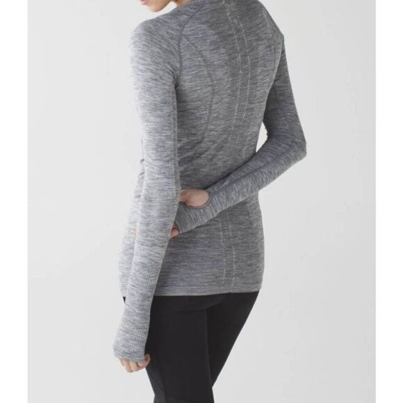 LULULEMON ATHLETICA Swiftly Tech Long Sleeve in Heathered Slate Size 4 - Picture 2 of 6